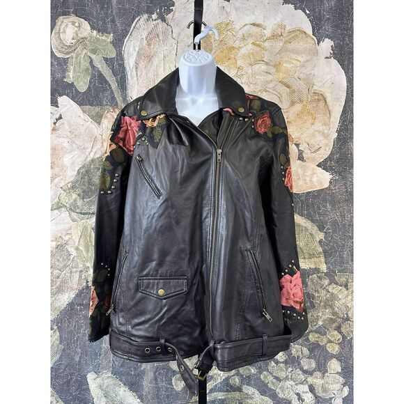 New Free People Rebel Rose Moto Jacket Size Medium - Picture 7 of 13